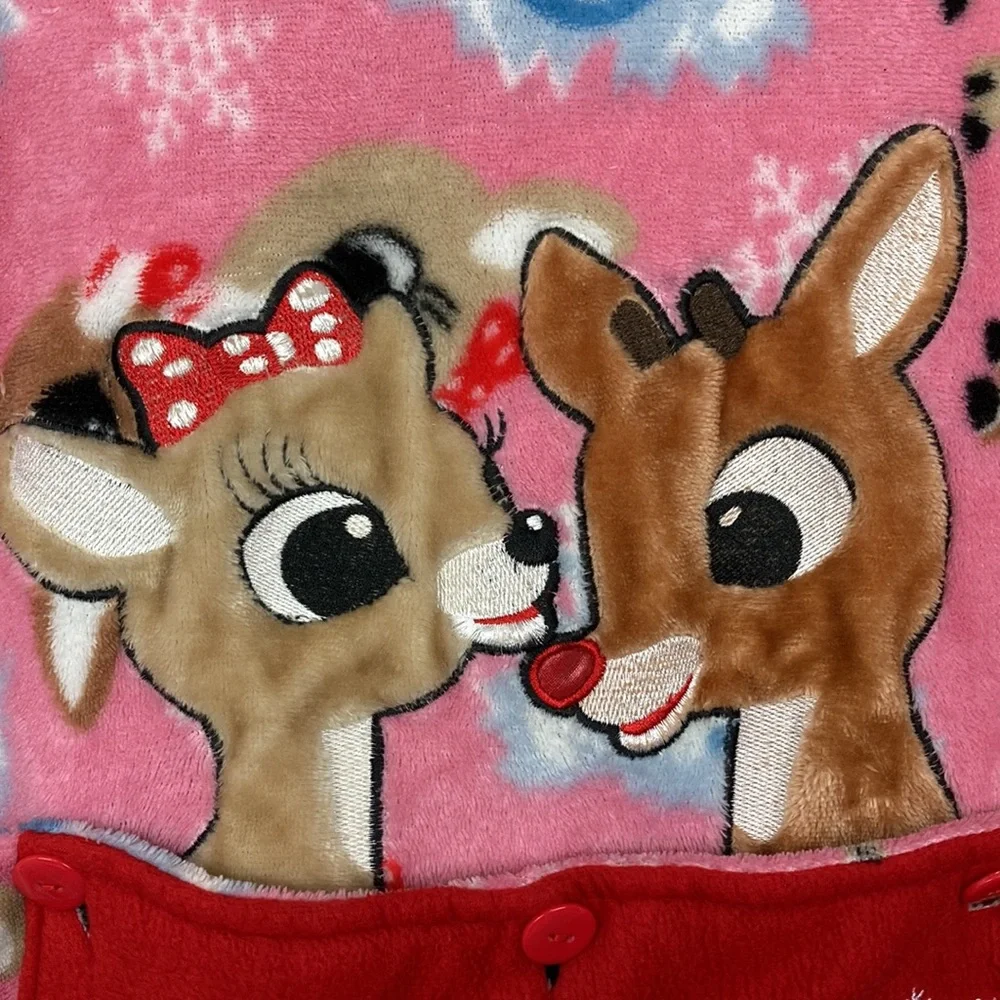 Rudolf the Red Nosed Reindeer Women’s Fleece Pajamas Onesie sz Medium